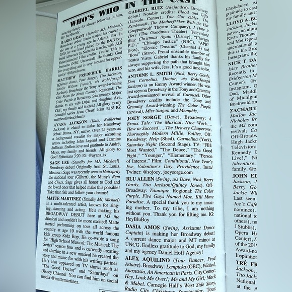 MJ Musical Broadway Playbill Neil Simon Theatre July 2024 Elijah Rhea Johnson - Picture 8 of 9